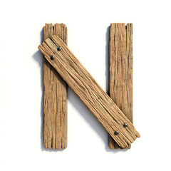 Wood font, plank font letter N