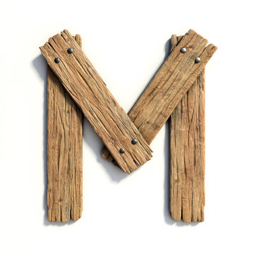 Wood Font, Plank Font Letter M