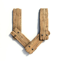 Wood font, plank font letter U