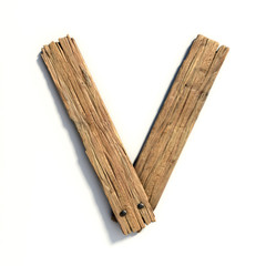 Wood font, plank font letter V