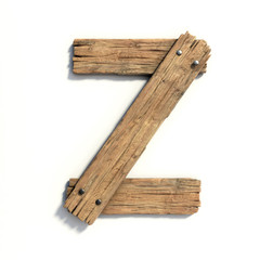 Wood font, plank font letter Z