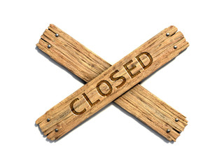 Two crossed wooden planks nailed on white background 3d rendering. Out of order sign, forbidden entrance symbol