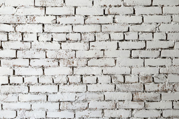 Brick wall in white paint. Vintage background