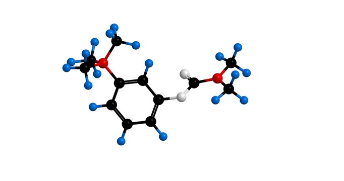 Molecular structure of Neostigmine, 3D rendering