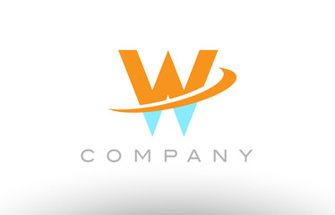 W orange blue logo icon alphabet design