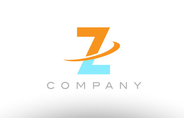 Z orange blue logo icon alphabet design