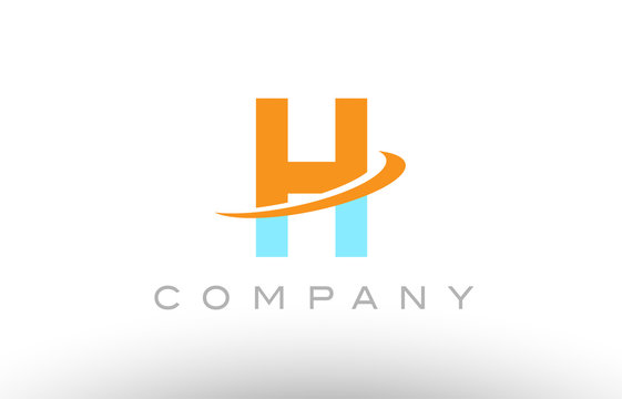 H orange blue logo icon alphabet design