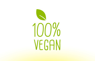 100% vegan green leaf text concept logo icon design