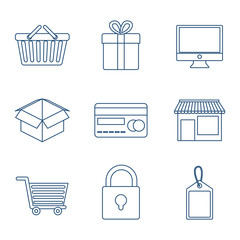 e-commerce related icons over white background vector illustration