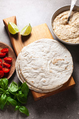 Homemade White Corn Tortillas in a Stack