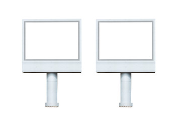 two big blank billboard isolated on white background.