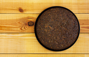 Poppy pie with raisins and candied fruits. Top view