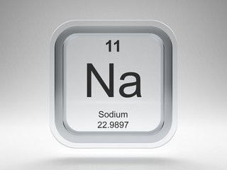 Sodium symbol on modern glass and metal rounded square icon