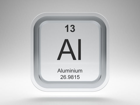 Aluminium symbol on modern glass and metal rounded square icon