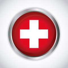 button with swiss flag icon over white background vector illustration