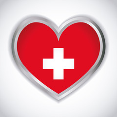 Obraz premium heart with swiss flag icon over white background vector illustration