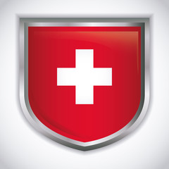 shield with swiss flag icon over white background vector illustration