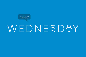 Happy wednesday logo with capitals letters in movement. Editable vector design.