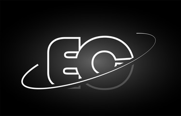 EC E C letter alphabet logo black white icon design