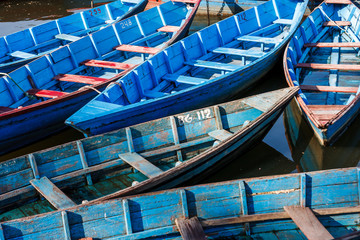 Fototapeta na wymiar Boats on the Phewa Lake, Pokhara, Nepal