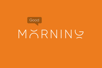 Good Morning logo with capitals letters in movement. Editable vector design. - 169437011