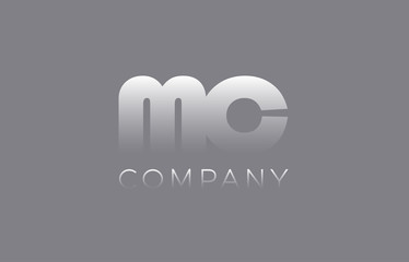 MC M C pastel blue letter combination logo icon design