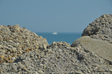 Rocks in front of the beach