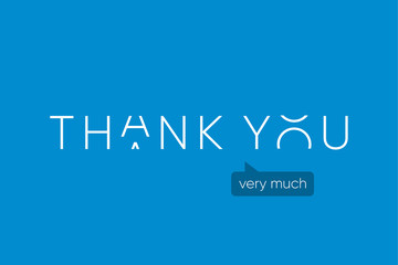 Thank You logo with capitals letters in movement. Editable vector design.