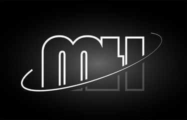 MH M H letter alphabet logo black white icon design