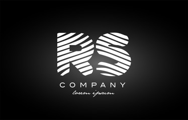 RS R S letter alphabet logo black white icon design