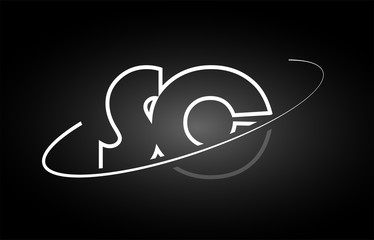 SC S C letter alphabet logo black white icon design