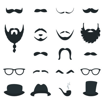 Mens Beard and Moustache Styles Props. Vector Design