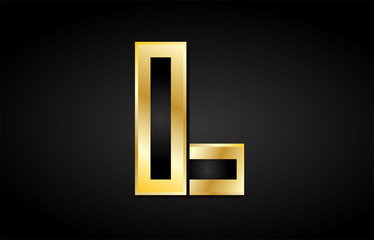 L gold golden letter logo icon design