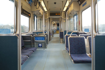 Fototapeta na wymiar Interior of light rail train car
