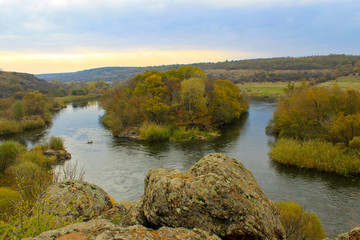 River Southern Bug in Ukraine on autumn