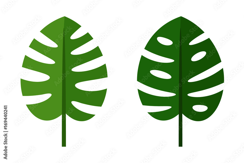 Wall mural Palm leaves green flat icons