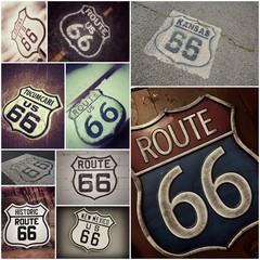Anciens panneaux de la Route 66.