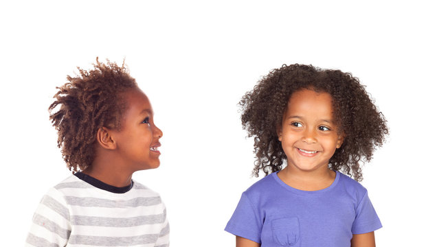 Couple of Afro American children isolated on a white background