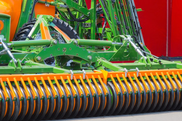 Fragment of an agricultural harvester for field work.