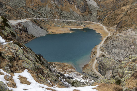 Italy, Trentino Alto Adige, Adamello Brenta Park, Nambrone valley, Cornisello lake in a autumn day.
