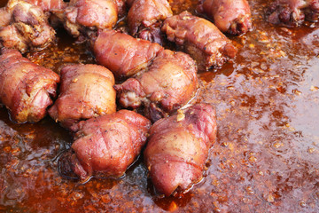 Cooked many pork leg meat