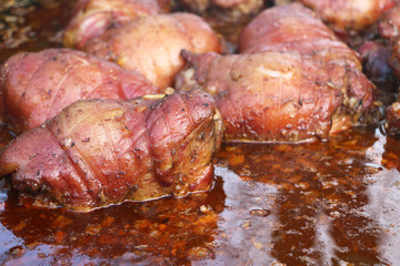 Obraz na płótnie Canvas Cooked pork leg meat