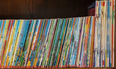 Comic book collection on shelf