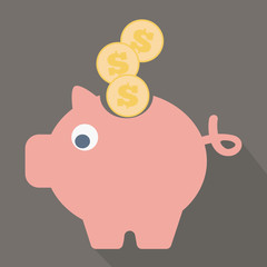 Piggy bank icon. Flat design