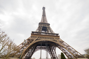 Fototapeta na wymiar Eiffel Tower in Paris, view from the Champ de Mars