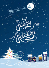 Happy holidays greeting card - Winter vector Illustration. 