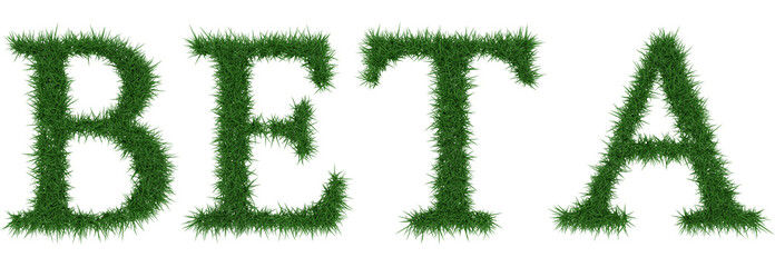 Beta - 3D rendering fresh Grass letters isolated on whhite background.