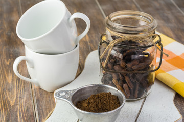 Homemade mesquite coffee.