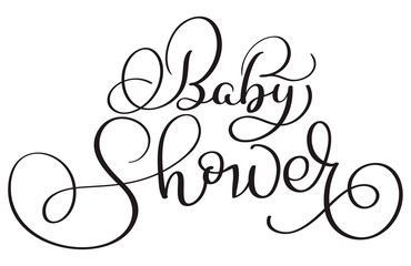 baby shower text on white background. Hand drawn Calligraphy lettering Vector illustration EPS10 - obrazy, fototapety, plakaty