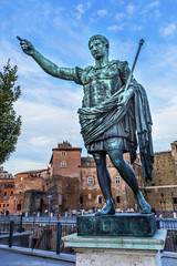 Fototapeta premium Augustus Caesar Statue Trajan Market Rome Italy